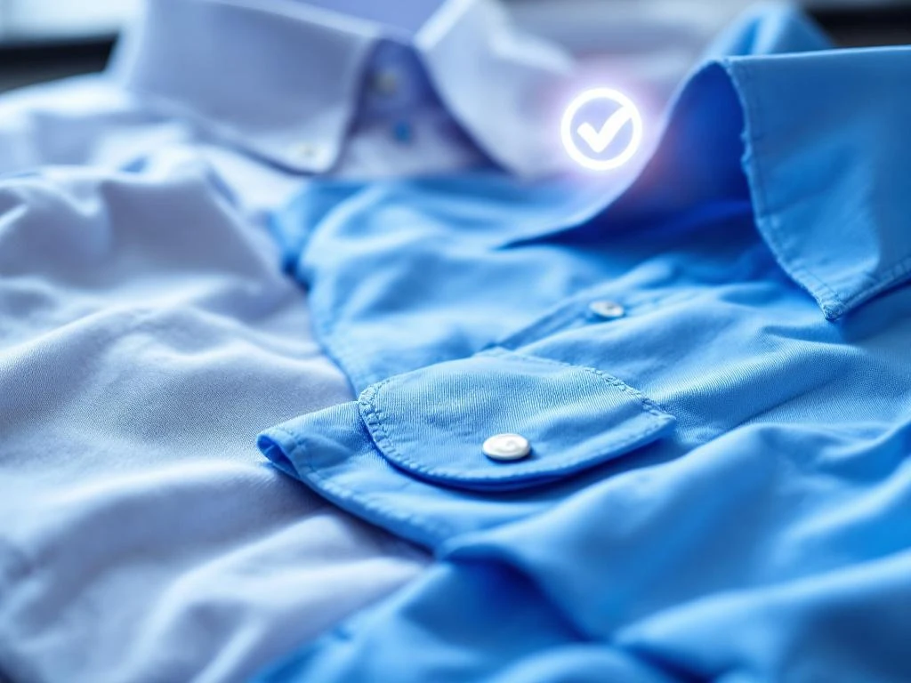 Hoogwaardige bedrukte shirts met garantiecertificaat op witte ondergrond, professionele kwaliteitsborging zichtbaar