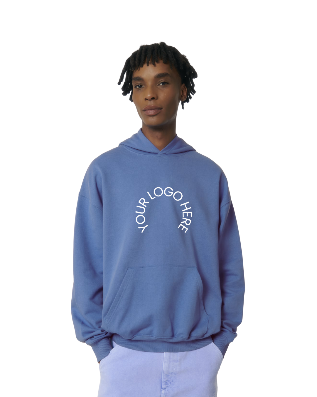 man with blue hoodie