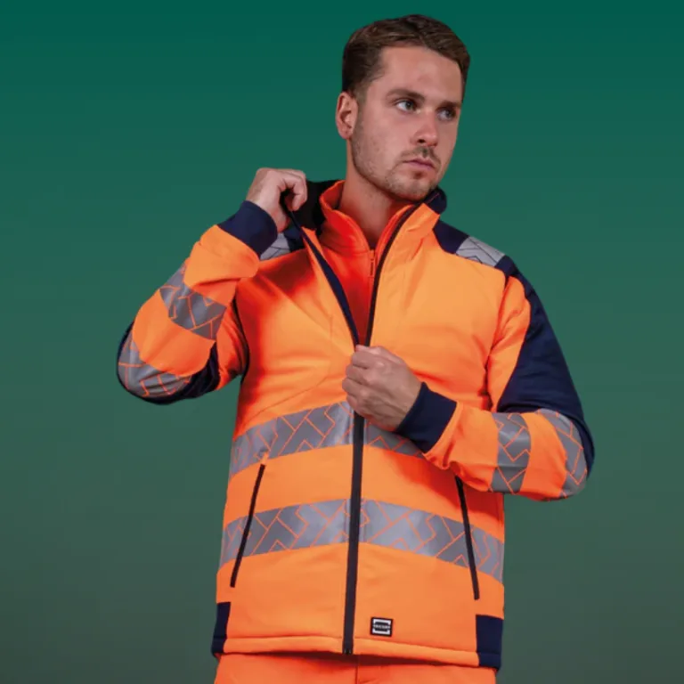 Fluo werkjas met reflecterende strepen