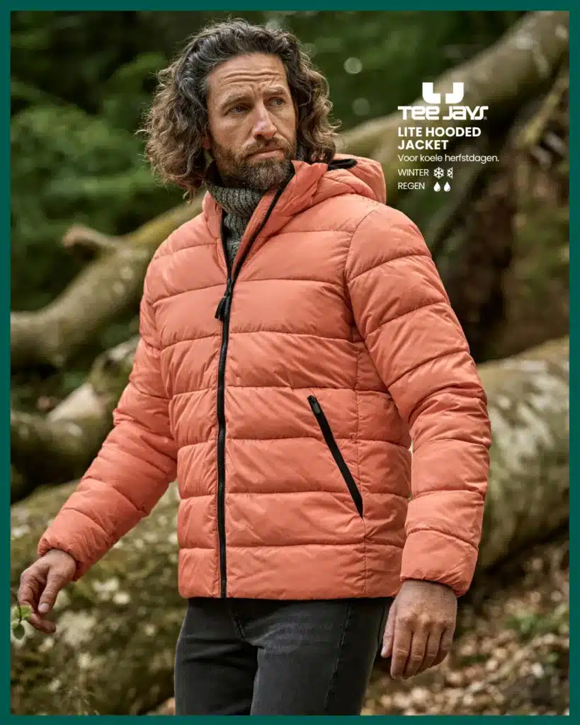 Tee Jays Lite Hooded Jacket gedragen door een model