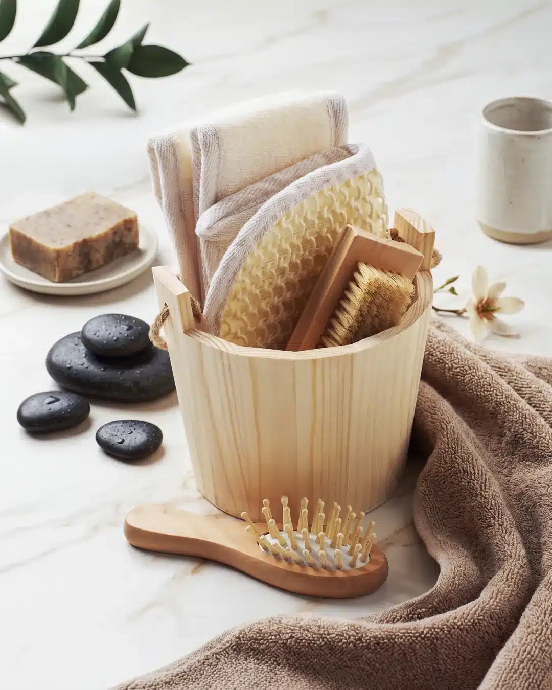 SELFCARE badcadeauset in houten emmer